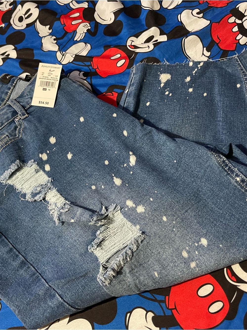 Ashley Stewart  Blue Distressed Relaxed Jeans